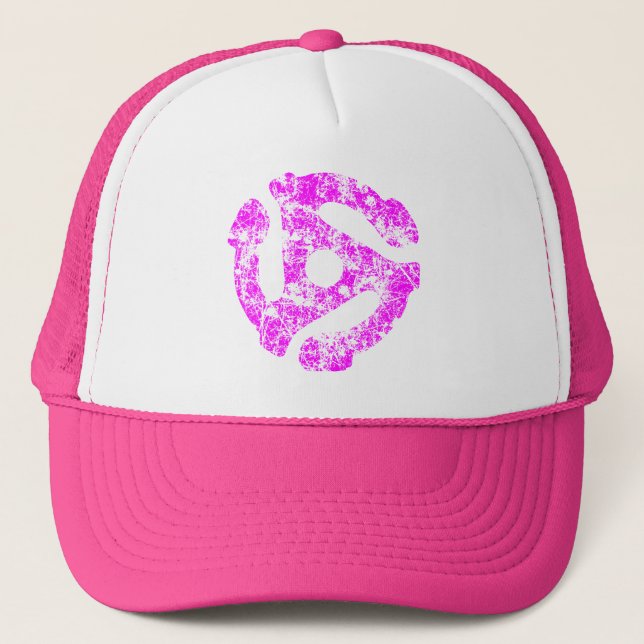 COOL Retro Grunge 45 spacer DJ Trucker Hat (Front)
