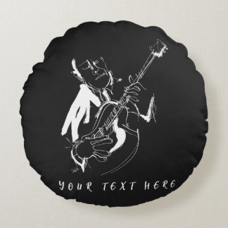 Cool Retro Guitarist Custom Name(名入れ対応) Round Pillow
