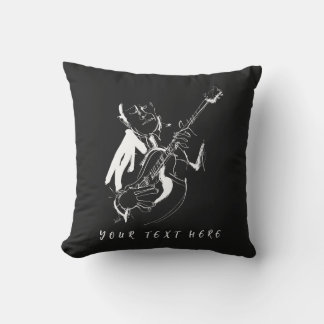 Cool Retro Guitarist Custom Name(名入れ対応) Throw Pillow