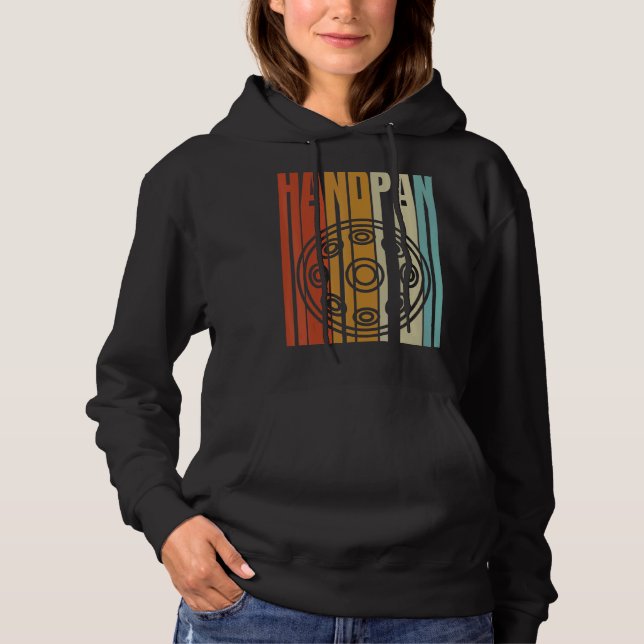 Cool Retro Handpan Player Instrument Hoodie (Front)