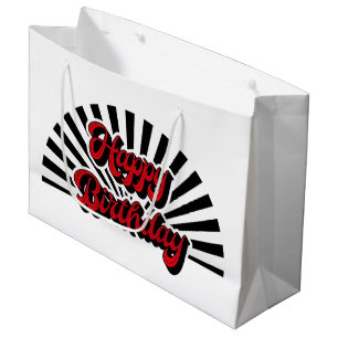 Cool retro Happy Birthday word art party Large Gift Bag