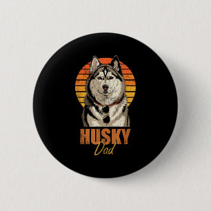 Cool Retro Husky Dad Funny Vintage Dog Lovers  2 Inch Round Button
