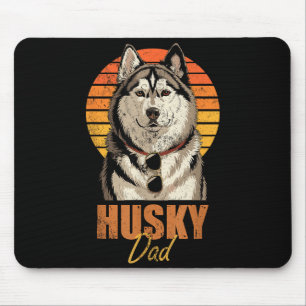 Cool Retro Husky Dad Funny Vintage Dog Lovers  Mouse Pad