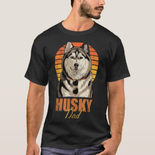 Cool Retro Husky Dad Funny Vintage Dog Lovers  T-Shirt
