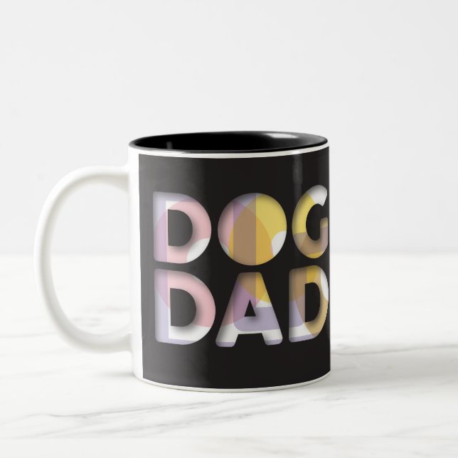 Cool Retro Lettres Découpe Chien Papa Mug (Gauche)