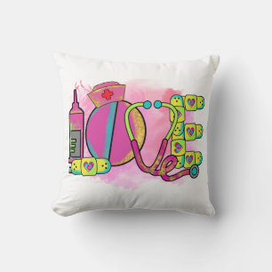 Cool Retro Love Nursing Throw Pillow