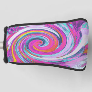 Cool Retro Magenta, Pink and Blue Liquid Art Swirl Golf Head Cover