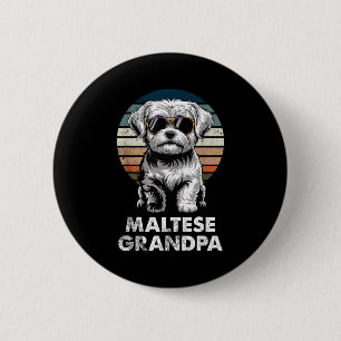 Cool Retro Maltese Grandpa Funny Vintage Dog Owner 2 Inch Round Button