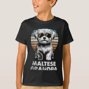 Cool Retro Maltese Grandpa Funny Vintage Dog Owner T-Shirt