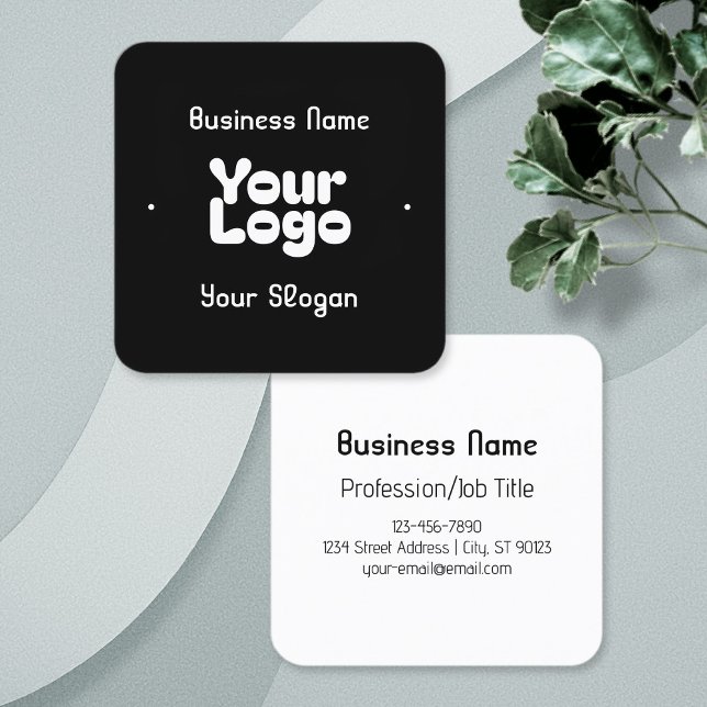 Cool Retro-Modern | Black & White Square Business Card (Creator Uploaded)