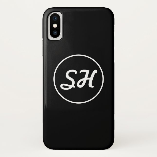 Cool Retro-Modern Style Monogram | Black & White Case-Mate iPhone Case (Back)
