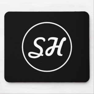 Cool Retro-Modern Style Monogram   Black & White Mouse Pad