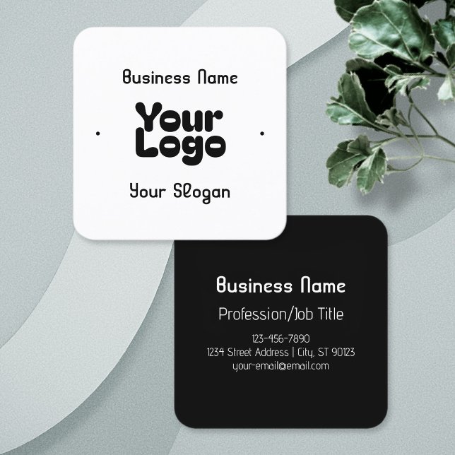 Cool Retro-Modern | White & Black Square Business Card (Creator Uploaded)