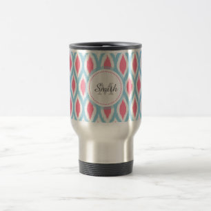 Cool retro monogram ornament geometric curve Ikat Travel Mug