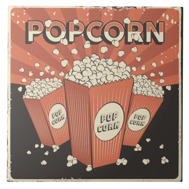 Cool retro movie theatre popcorn tile (Front)