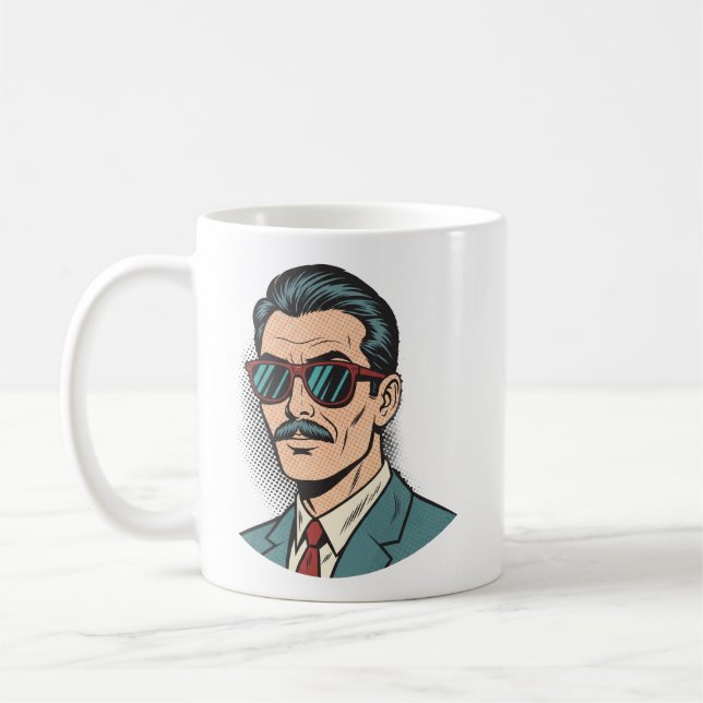 Cool Retro Mustache Man Mug (Gauche)