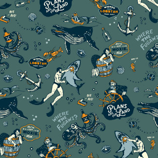 Cool Retro Nautical Themed New England Pattern Bandana