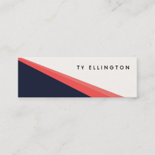Cool Retro Navy and Coral Diagonal Colorblock Mini Business Card