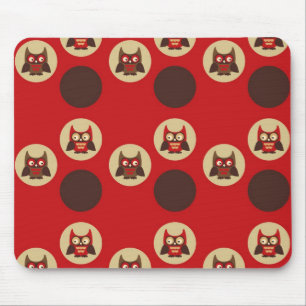 Cool retro owl & circles pattern mouse pad
