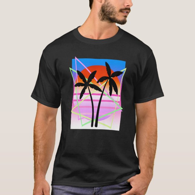 Cool Retro Palm Tree Island Vapour Wave Designs Pr T-Shirt (Front)