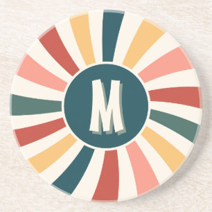 Cool Retro Pattern Monogram  Coaster