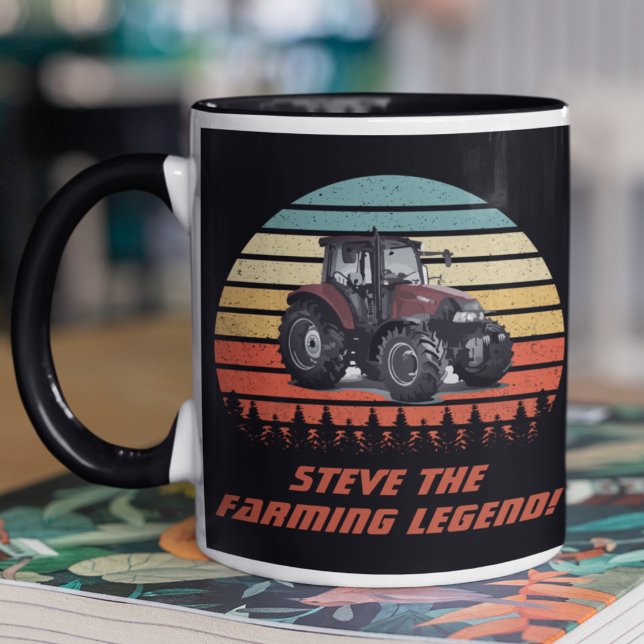 Cool Retro Personalized Farming Legend Tractor Mug (Creator Uploaded)