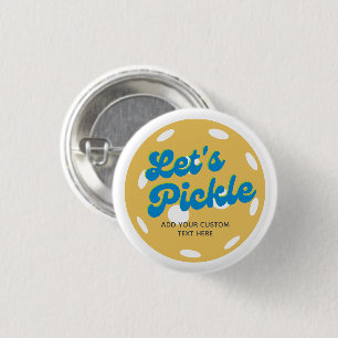 Cool Retro Pickleball Let's Pickle Personalized 1 Inch Round Button
