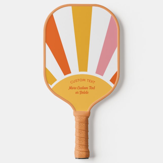 Cool Retro Pickleball Sunburst Personalized  Pickleball Paddle (Front)