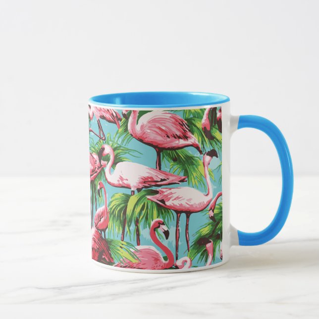 Cool Retro Pink Flamingoes Mug (Right)