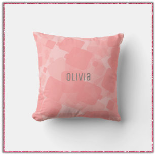 Cool Retro Pink Squares Geometric Pattern  Throw Pillow