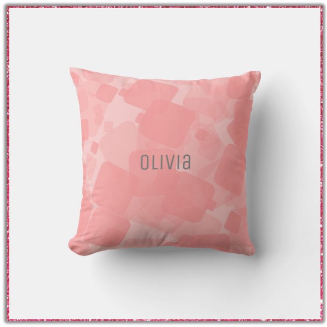 Cool Retro Pink Squares Geometric Pattern  Throw Pillow (Creator Uploaded)