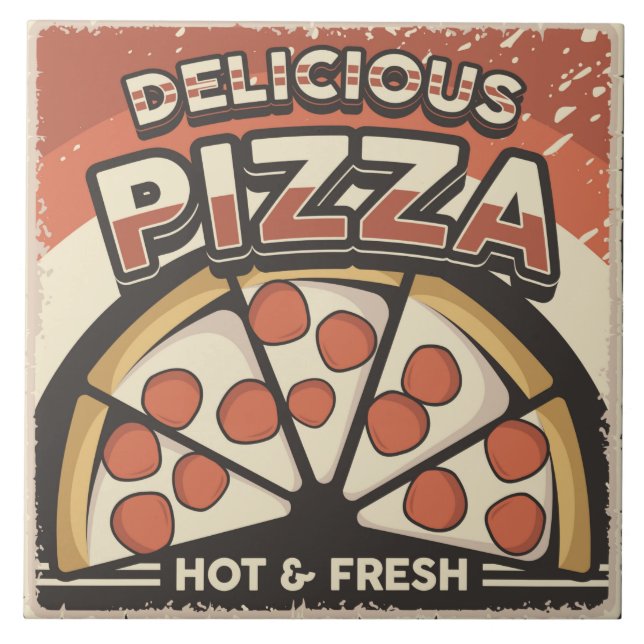 Cool retro pizza home business crafting  tile (Front)