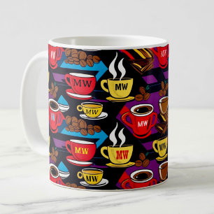 Cool retro pop art style with custom initials coffee mug