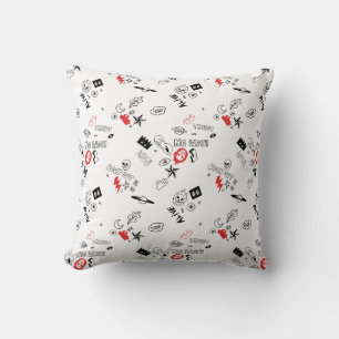 Cool Retro Punk Rock pattern Throw Pillow