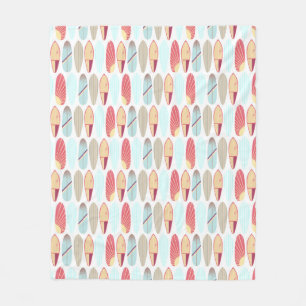 Cool retro red and blue surfboard  fleece blanket