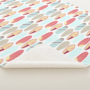 Cool retro red and blue surfboard  sherpa blanket