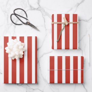 Cool retro red and white stripes  wrapping paper sheet