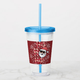 Cool Retro Santa Christmas Red Bandana Scarf Acrylic Tumbler
