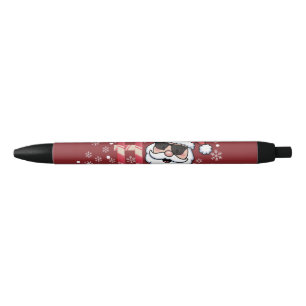 Cool Retro Santa Christmas Red Bandana Scarf Black Ink Pen
