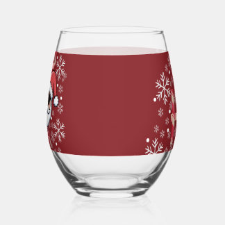 Cool Retro Santa Christmas Serving Tray Stemless Wine Glass