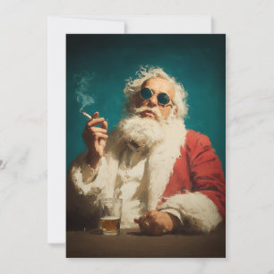 Cool Retro Santa Portrait Holiday Card