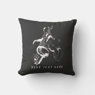 Cool Retro Saxophonist Custom Name (名入れ・カスタム対応) Throw Pillow