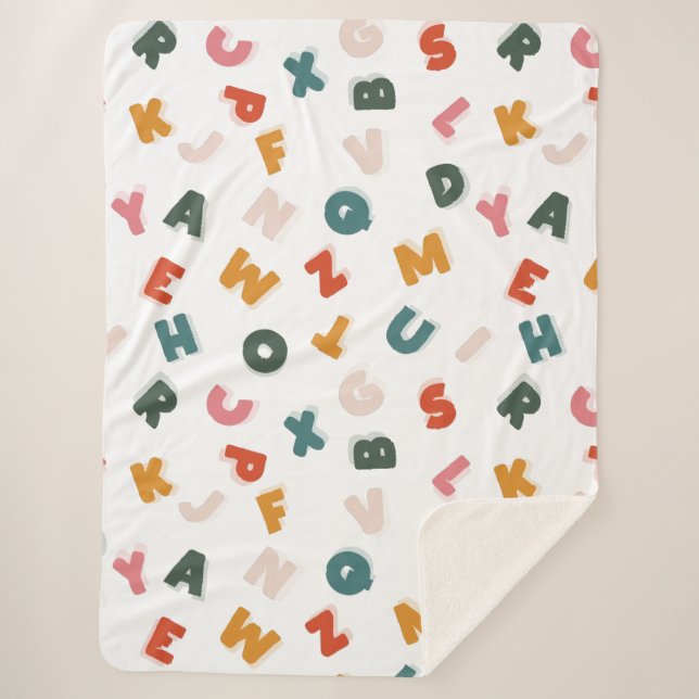cool retro script alphabet sherpa blanket (Front)