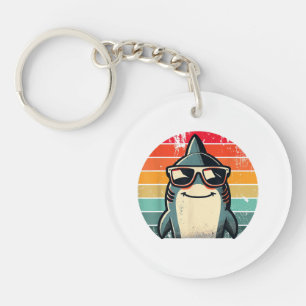 Cool Retro Shark in Sunglasses 70s 80s 90s Funny S Keychain