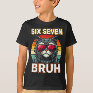Cool Retro Six Seven Bruh Cat Sungles Meme 67 T-Shirt