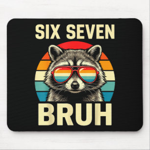 Cool Retro Six Seven Bruh Raccoon Sungles Meme 67  Mouse Pad