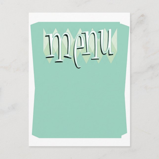 Cool retro style Blank menu template Postcard (Front)