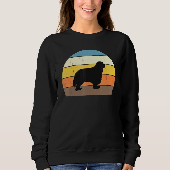 Cool Retro Sunset Cavalier King Charles Spaniels Sweatshirt (Front)
