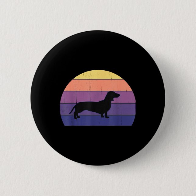 Cool Retro Sunset Dachshunds_ Great Dachshund 2 Inch Round Button (Front)