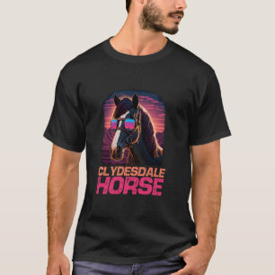 Cool Retro Sunset Sunglasses Clydesdale Horse T-Shirt